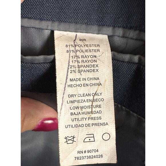 Perry Ellis Portfolio Blue Slim Fit 2 Button Suit Jacket Blazer Sport Coat 46R - Picture 5 of 6